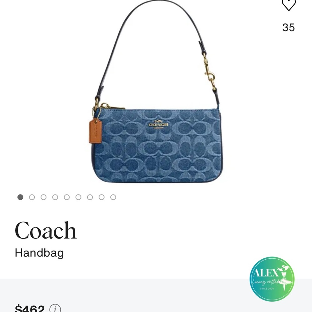 Coach Denim Signature Jacquard Shoulder Bag with Leather Tag